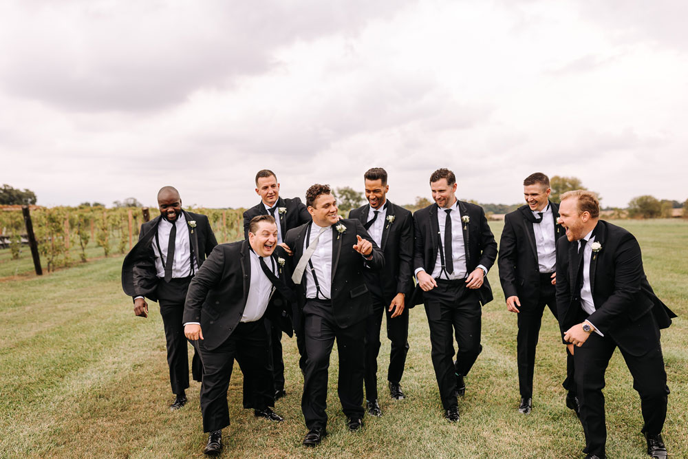 Providence_lavitaphotography-213 Groom with groomsmen at Providence Vineyard Illinois wedding photographer