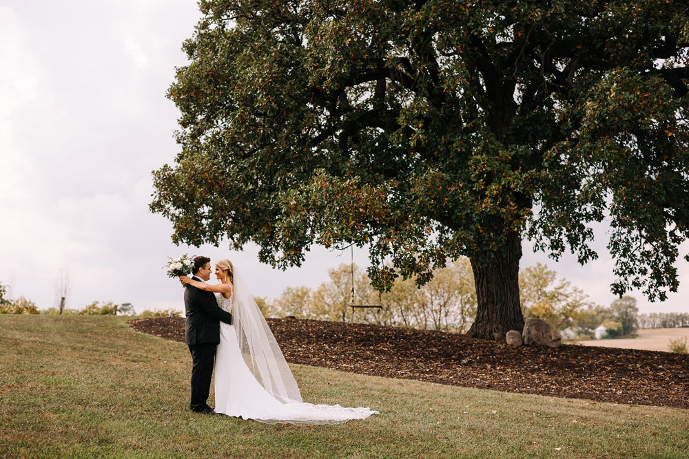 Providence_lavitaphotography-615 Bride and groom portrait by tree at Providence Vineyard Chicago wedding photographer