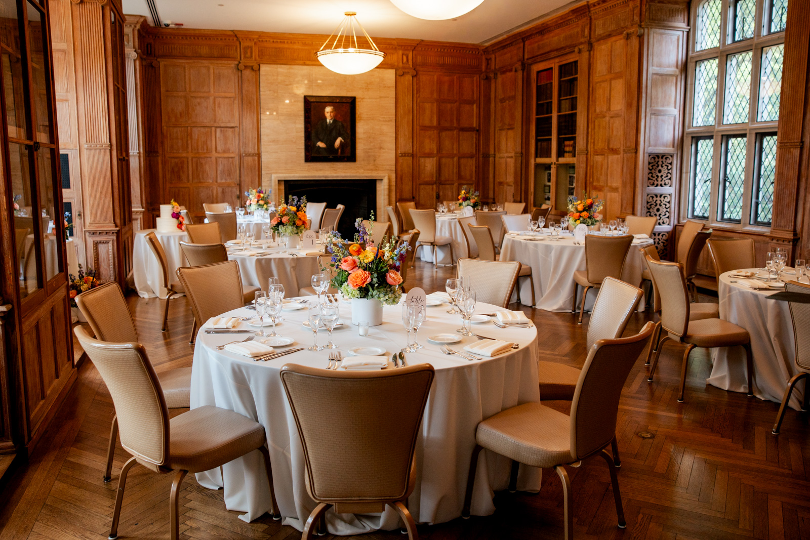 Dinner in library at Morton Arboretum Thornhill Education Center