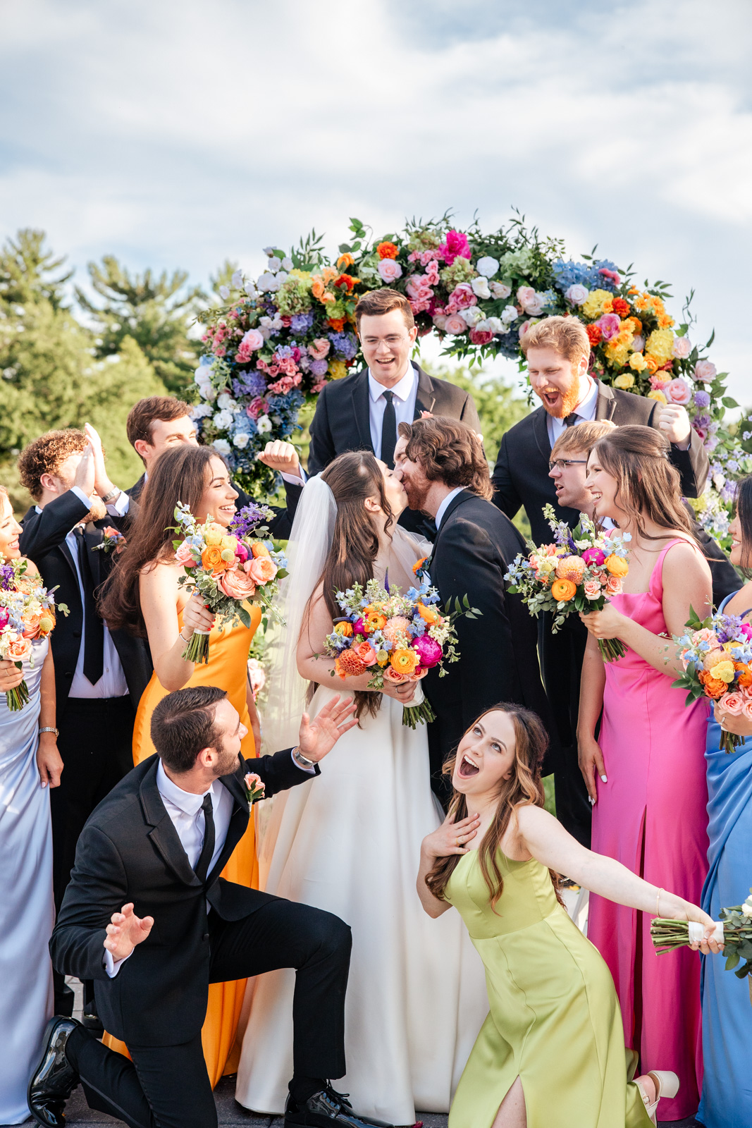 Bridal Party at Morton Arboretum wedding Thornhill patio
