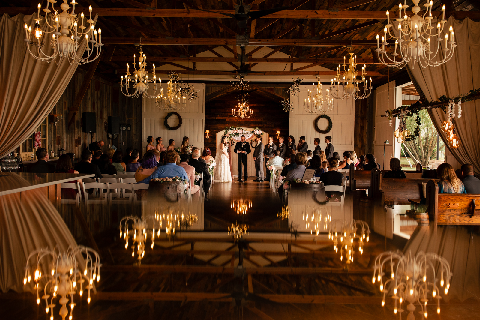 Intimate barn wedding ceremony at Venue 5126 Chicago suburbs